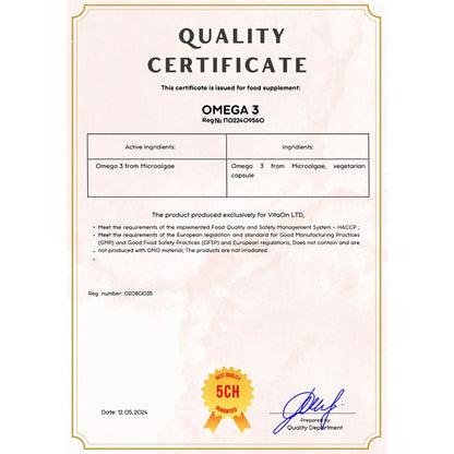 Certifikát kvality omega 3