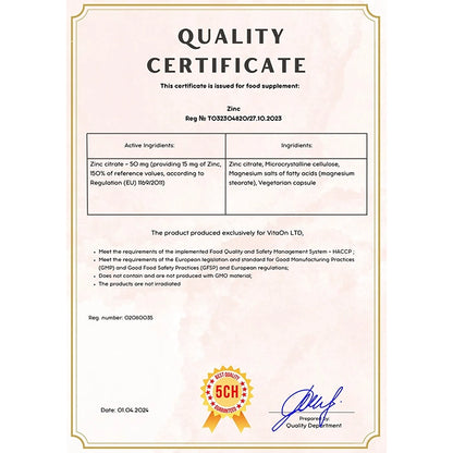 Certifikát kvality zinek