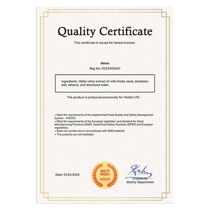 Detox Certifikát kvality