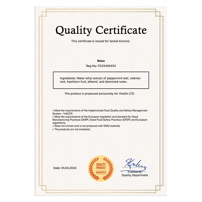 Relax Certifikát kvality